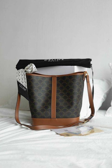 Жіноча велика сумка Celine Small Bucket з натуральної шкіри. НОВИНКА