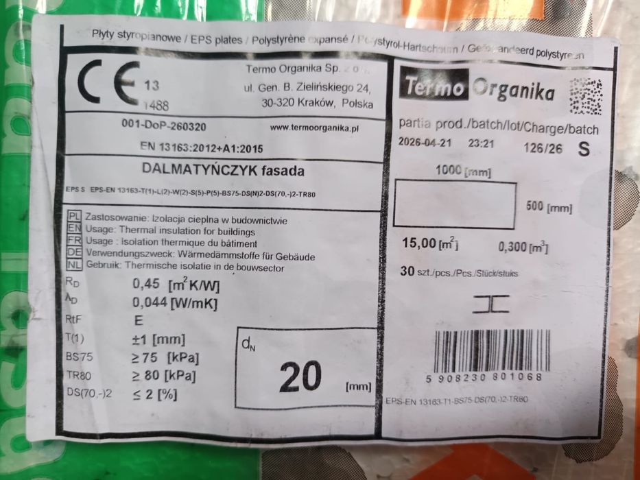 Styropian 20mm Termo Organika