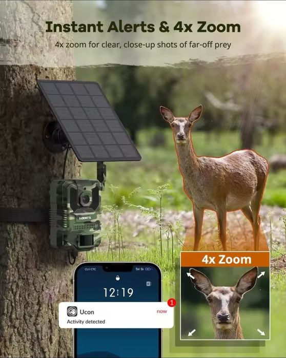 Câmara de Caça 4G c/ Painel Solar  Destacável- OFERTA Cartão SIM  e Memória