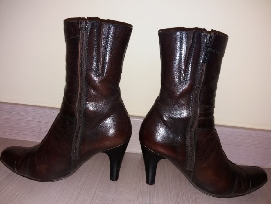 Sprzedam buty eleganckie DAMSKIE KOZACZKI SKÓRZANE BRĄZOWE, rozm. 37