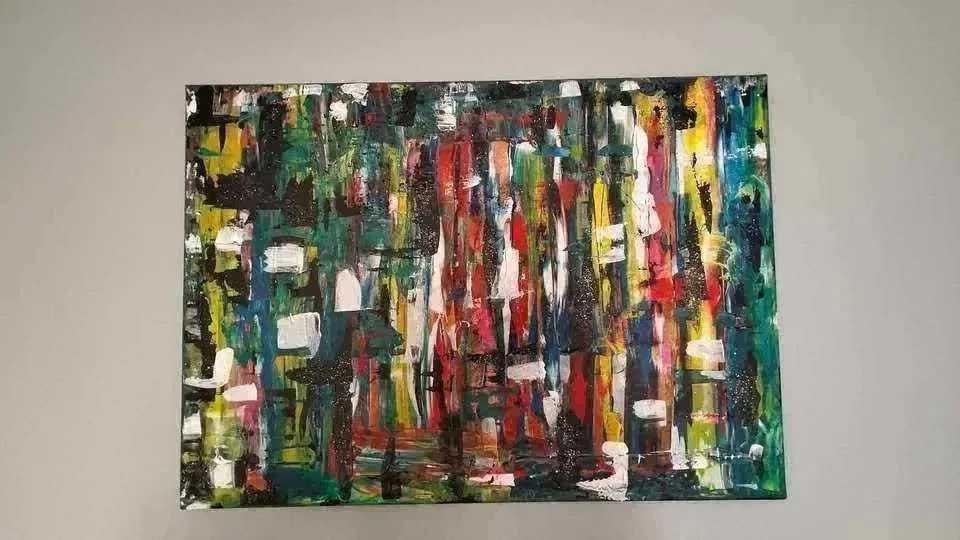 Pintura abstrata em acrílico sobre tela com dimensões de 70x50cm