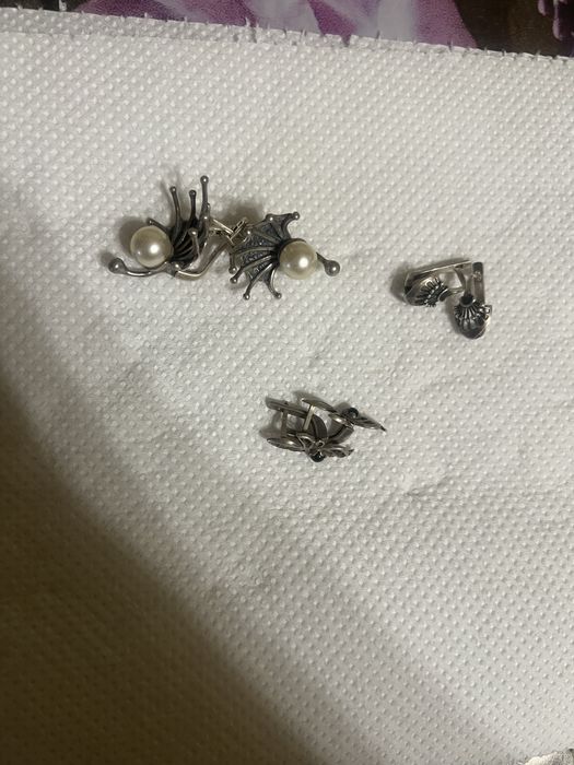 Серьги с жемчугом и другими камнями
