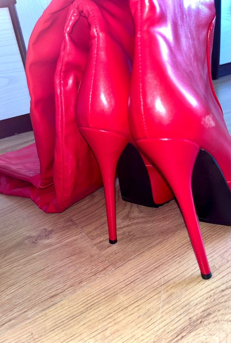 229/ ODRĘKI 45 kozaki Trans Crossdress czerwone cholewka 75cm kozaczki