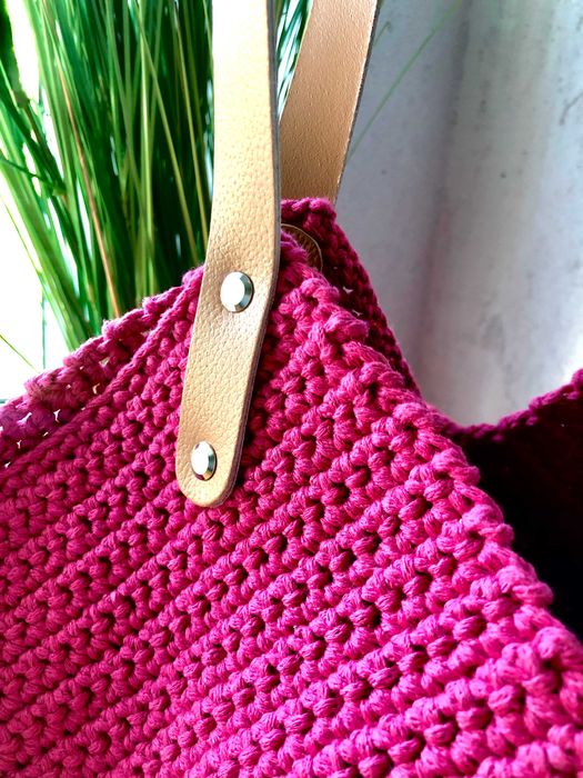 Wakacyjna TOREBKA SHOPPERKA ze sznurka + dodatki skóra