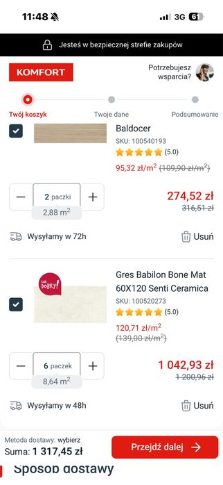 Gres na małą łazienkę 11,52m2