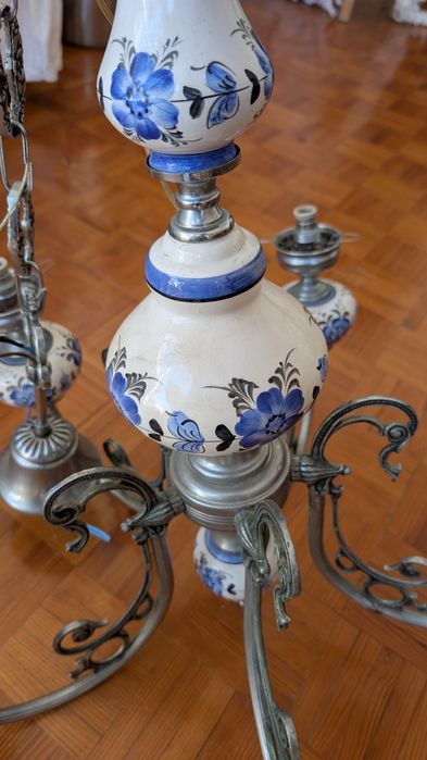 Candelabro Lustre Antigo pintado á mão
