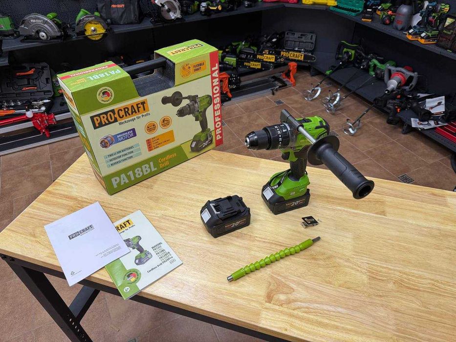 Безщітковий Шуруповерт Procraft  2 швидкості,  13 мм + Акб 4.0Ah MAX