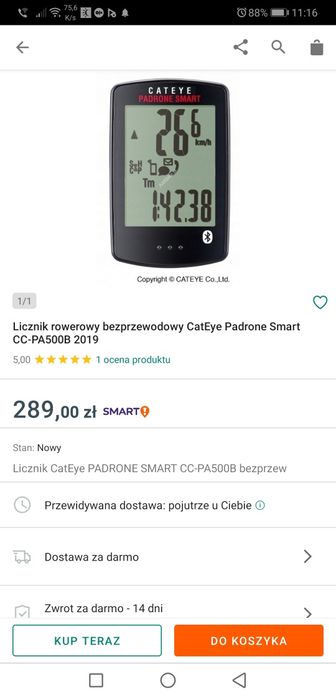 Licznik Cateye Padrone Smart + ISC-12 czujnik prędkości i obrotów