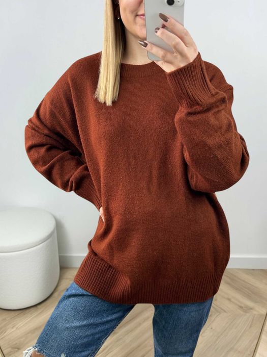 Nowy ceglany sweter damski z wełną na zimę oversize Reserved 42 XL