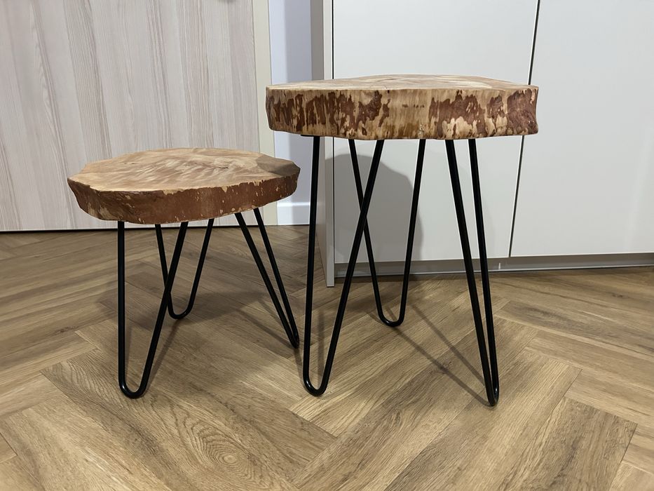 Stoliki loftowe (drewno naturalne) Hand Made.