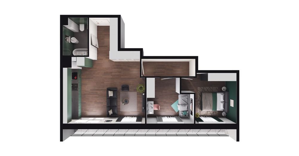 3-pokojowe mieszkanie 61 m² + loggia - Widok 2