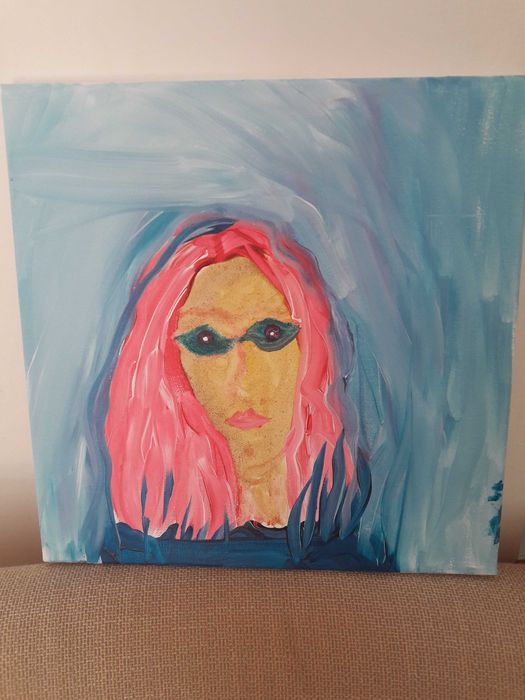 Obraz malowany akryl/ płótno, Portret Kobiety  30x30cm