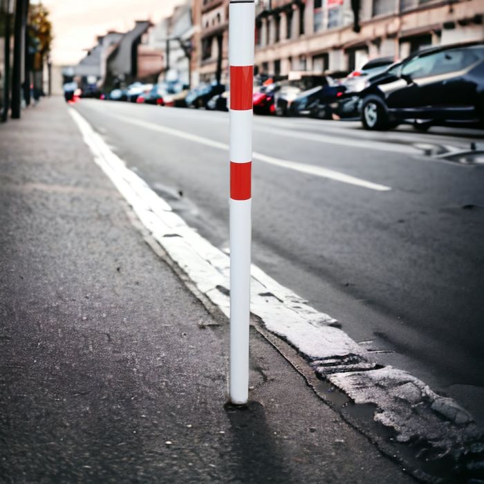 Słupek parkingowy drogowy słupki fi 60 150 cm blokada biało czerwony odblask