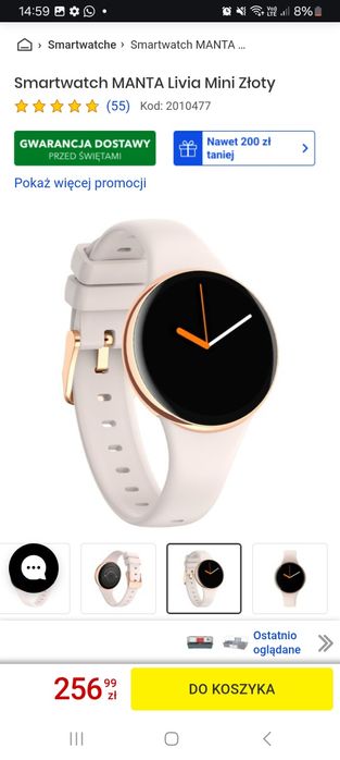 Smartwatch MANTA Livia Mini Złoty