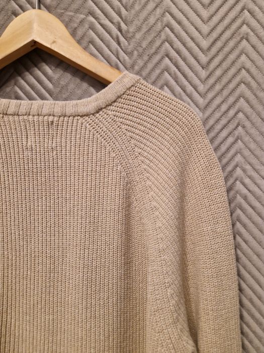 ZARA M / 38 męski sweter 100% bawełna beżowy jasny camel dłuższy