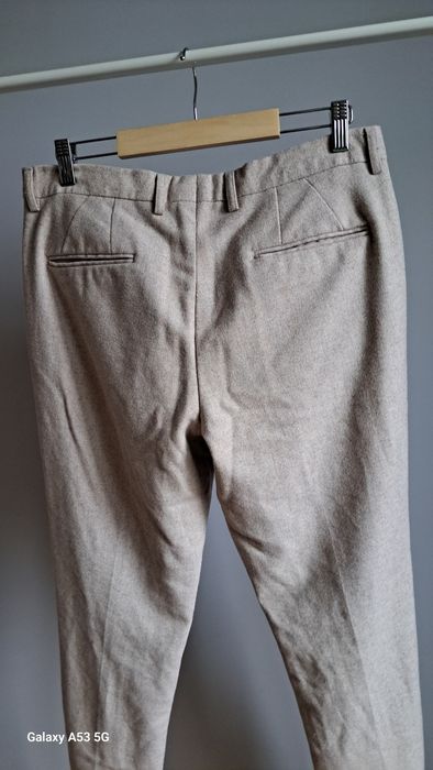 HARRY BROWN Spodnie z wełną beżowe