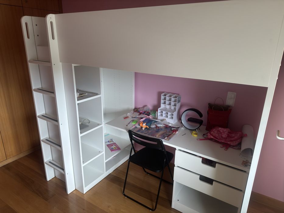 Cama crianca com secretaria ikea