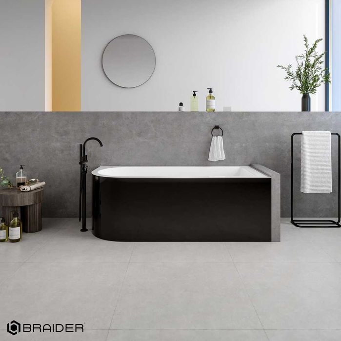 BRAIDER Akrylowa Wanna Narożna RESTIA Prawa 180 Czarno-biała Przelew