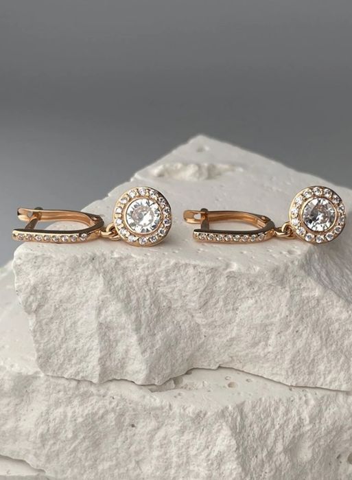 Золотые серьги с подвесками 585 пр., вес 3,21 гр.