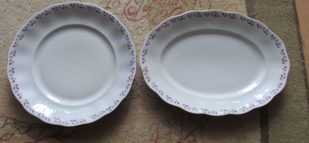 PATERA- PÓŁMISEK KAROLINA kpl- 2szt 1957r żadka patera deseń kwiatowy