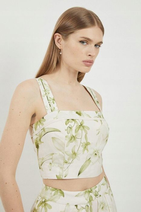 KAREN MILLEN 36 S LYDIA WZORZYSTY TOP FLORAL LNIANY BOTANIC D2786