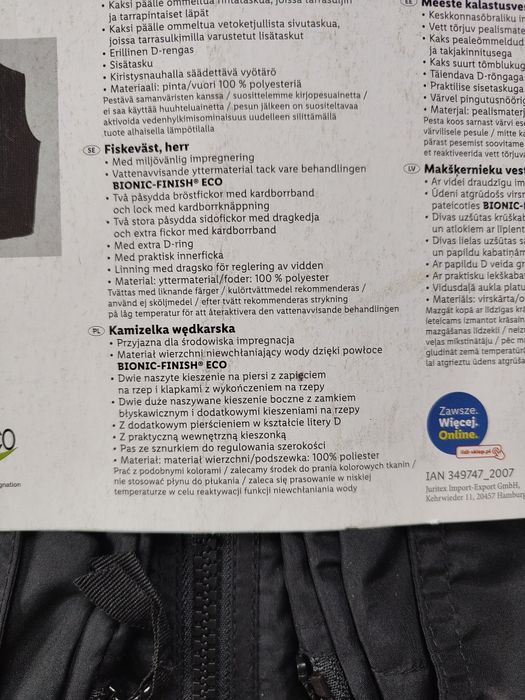 Nowa kamizelka wędkarska Crivit rozmiar S