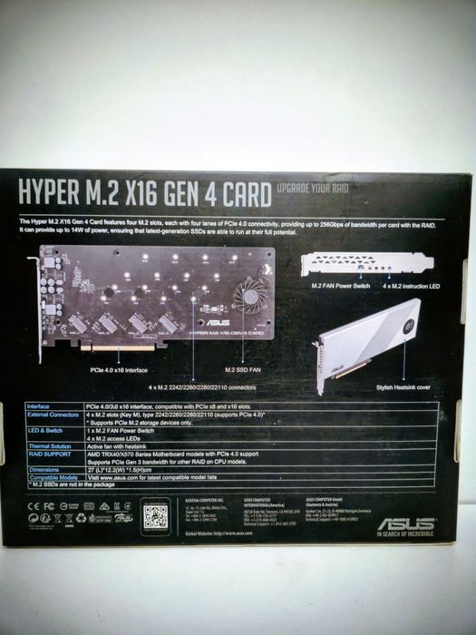 Asus Karta Hyper M.2x16 4 generacji (PCle 4.0/3.0)