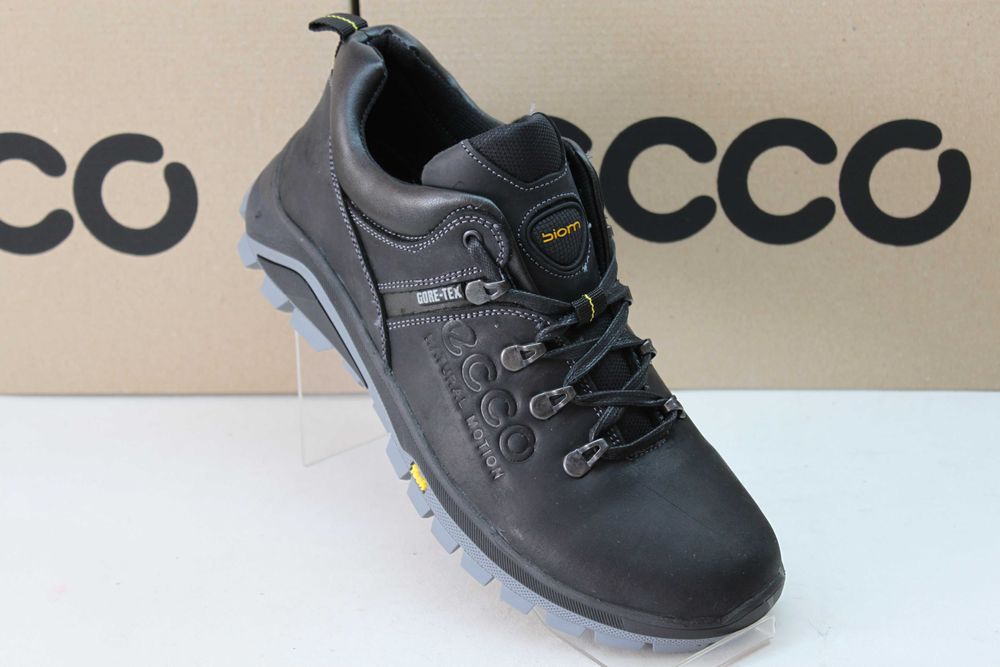 ECCO - кожаные черные кроссовки - туфли - кросівки (код:12-2чер.)