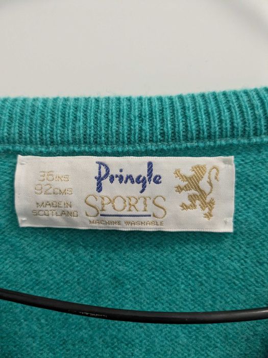 Pringle of Scotland Sweter 100% wełna, turkusowy, vintage, rozm. M