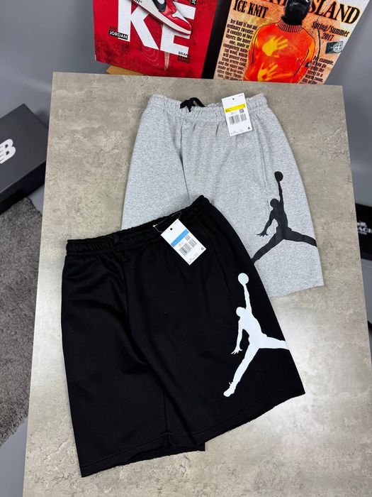Спортивні шорти трикотажні Jordan Big Logo чорні/ сірі чоловічі шорти джордан без флісу на літо