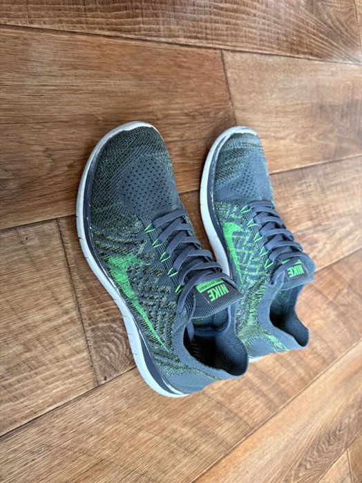Беговые Кроссовки Nike Free 4.0 Flyknit серо-зеленые 42 р