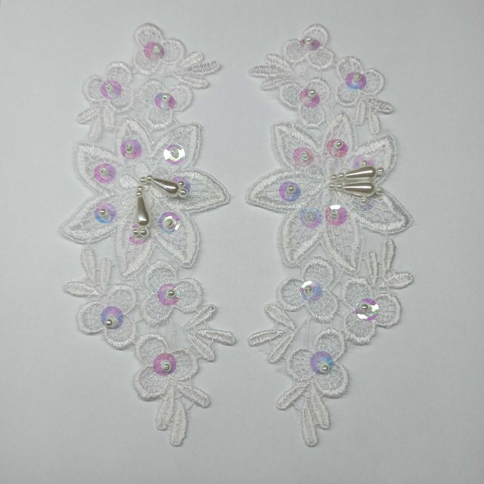 Gipióra koronka haft z cekinami dekoracje ślubne dziecięce