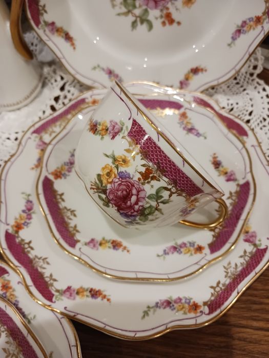 Przedwojenny Rosenthal Chryzantheme Alt Franken serwis kawowy herbata
