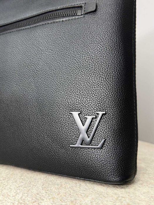 Сумка-клатч Луї Віттон (LV) чорна шкіряна / Мужская барсетка Луи Витон