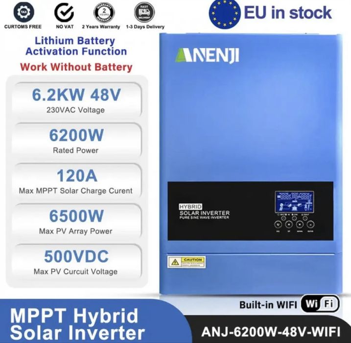 6.2 кВт Комплект Гібридний інвертор Anenji + Dyness B4850 LiFePO4