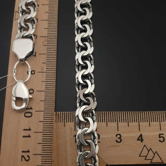 Срібна цепочка чоловіча Бісмарк 925 проба ланцюжок важкий масивний