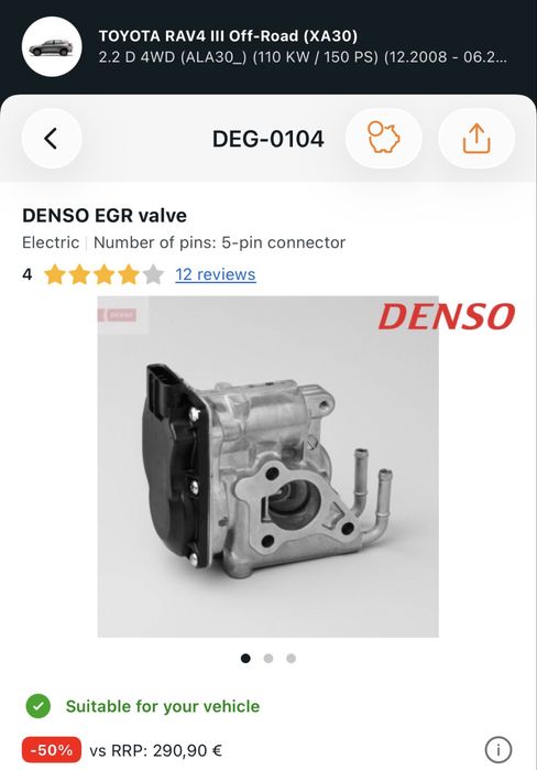 EGR Denso, Toyota rav4, avensis