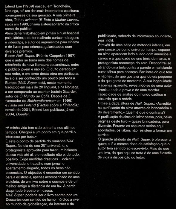 Livro Naïf. Super.  de Erlend Loe - tradução portuguesa pela Fenda [Portes Grátis]