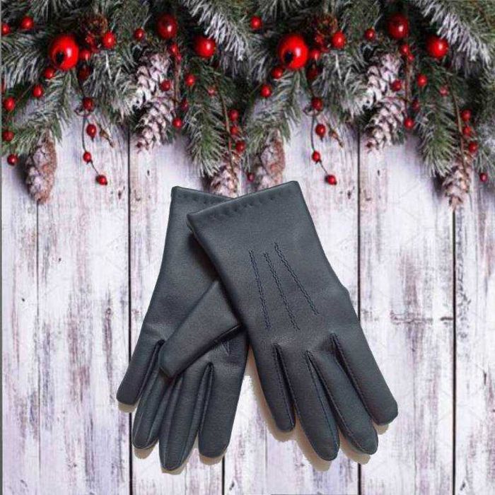 Перчатки женские под кожу утепленные синий цвет М