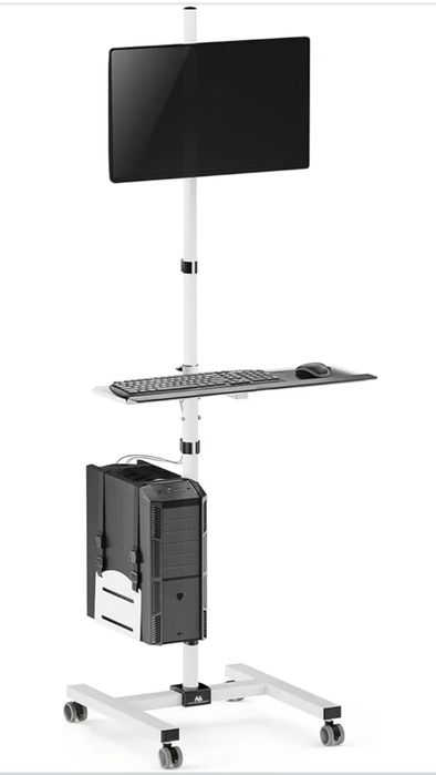 Stojak na komputer, monitor lub telewizor i klawiaturę, na kółkach