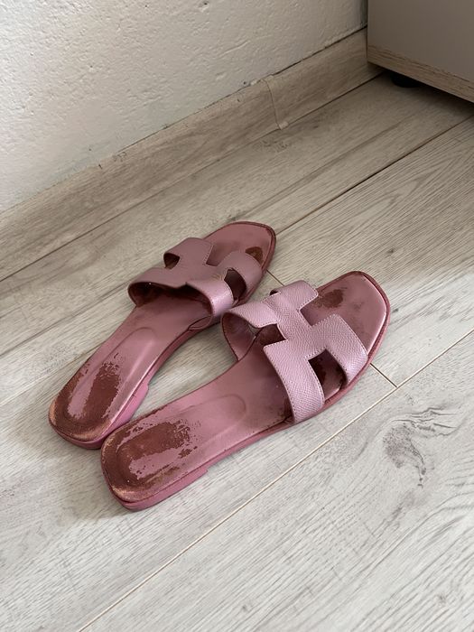 Klapki Hermes skorzane