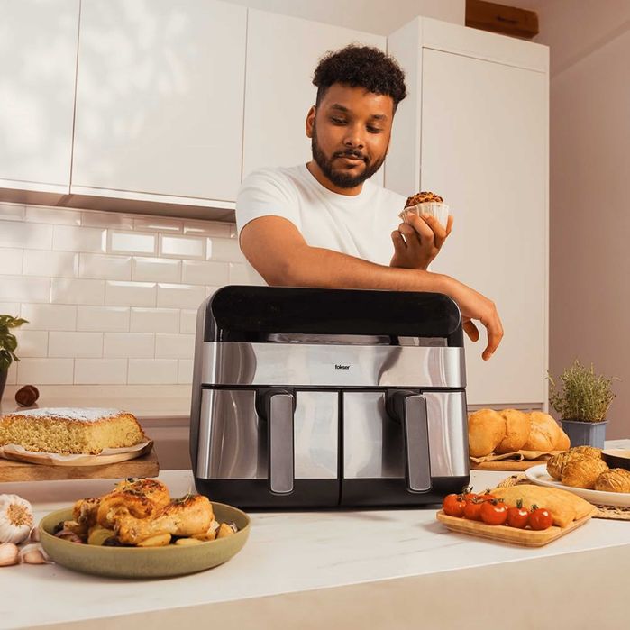 Beztłuszczowa Frytkownica VOKSAR G11 XXL PODWÓJNA 2400W +PRZEPISY