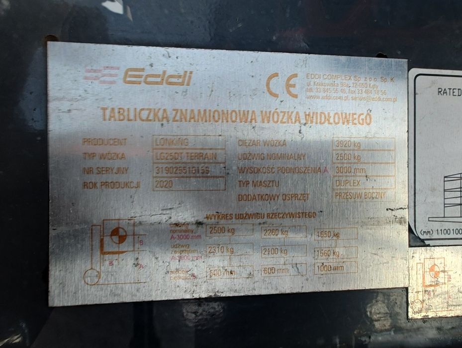 WÓZEK WIDŁOWY terenowy LONKING lG25 TERRAIN 2020r  1600mth