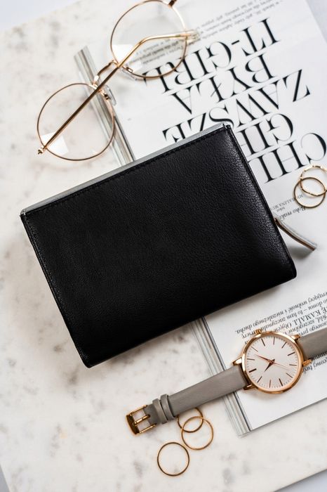 damski portfel ze skóry naturalnej na zatrzask - rovicky