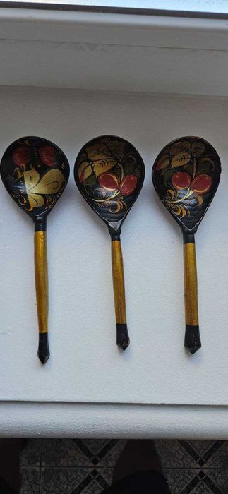Деревянные ложки антикварные Петриковская роспись, ручная работа. СССР
