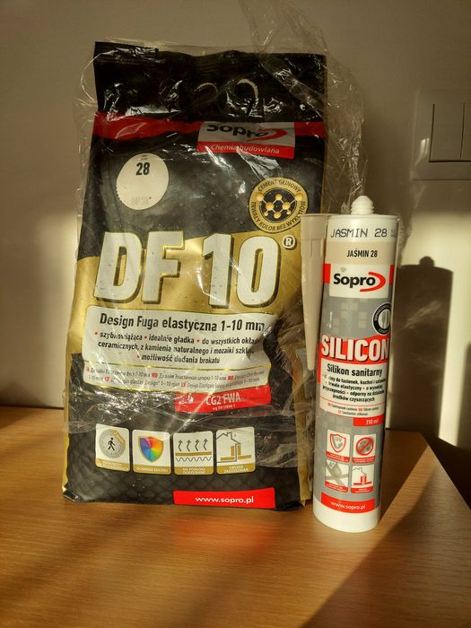Sopro fuga elastyczna DF10 4kg + silikon sanitarny kolor 28 jaśmin + gratis