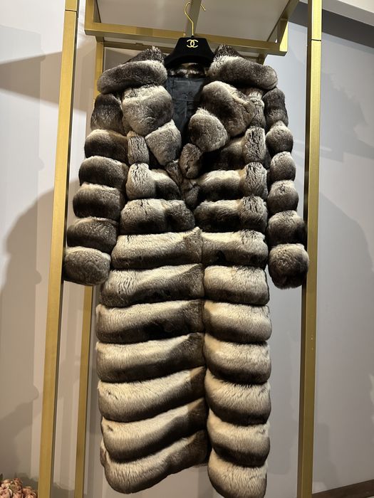 Длинная  шуба из шиншиллы