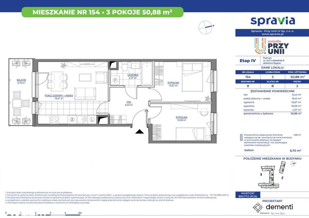 3-pokojowe mieszkanie 50m2 + balkon