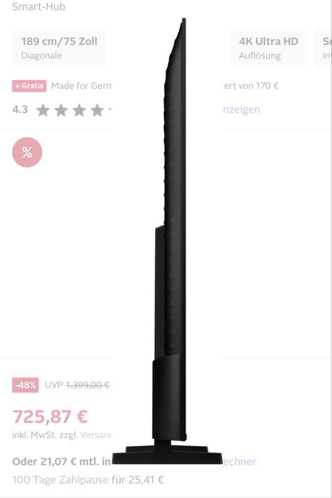 Новий телевізор Samsung GU75U8079FU 2025р з Німеччини