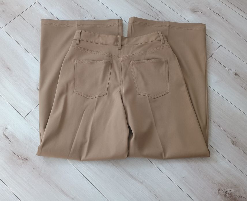 ZARA Woman komplet set zestaw garnitur kamizelka  spodnie wiskoza old money beżowy oliwkowy Nowy S 36
